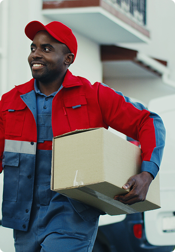 Rider with delivery box